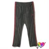 Men's Pants 2023 Grey Red Velour Needles Track Men Women 1:1 Velvet Embroidery Butterfly Logo AWGE Sweatpants