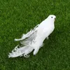 Decorative Objects Figurines Artificial White Plastic Feather Love Peace Doves Bird Simulation Figurines Home Table Garden Hanging Decoration Gift 1pc 230804