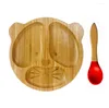 Tigelas LFGB Authentication Baby Plates With Suction - Toddler Cub Plate Stay Put Feeding Natural Bambu