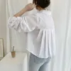 Damesblouses SuperAen Korea Herfst Design Terug Geplooid Kort Shirt met lange mouwen Dames Casual Tops