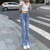 Jeans femme blanc noir Flare taille basse ample confortable femmes pantalon 2023 élastique mode petit ami Style Denim pantalon pantalon