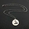 Pendant Necklaces Arabic Letter Coin Disc Choker Necklace Stainless Steel Jewelry For Men And Women YP8725