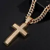 Chains Punk Paved Rhinestone Big Cross Pendant Necklace For Women Men Hip Hop Bling Iced Out Cuban Link Chain Rapper Jewelry