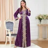 Casual Dresses Arrival Dress For Women US Europen Women's Long Split Sleeve Embroidered Velvet Dubai Middle East Robe Skir