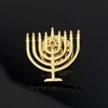 Pins Broches Israël Jodendom Menorah Gesp Broche voor Mannen Vrouwen Revers Kraag Pins Badge Chanoeka Vakantie Geschenken Geloof Sieraden Wedding Party HKD230807