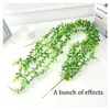 Decorative Flowers Green Artificial Plants Rattan Leaf Ivy Vine Wall Hanging Garland Fake Foliage Home Garden Bar Wedding Decoration