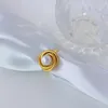 Trouwringen 316L Roestvrij Staaldraad Gewikkeld Faux Parel Ring Vrouwen Klassieke Goud PVD Vergulde Waterdichte Verjaardagscadeaus