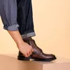 Stivali da lavoro per la caviglia vera da uomo vera pelle vera pelle elegante designer in stile britannico scarpe sociali b.
