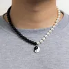 Chains Pearl Obsidian Yin And Yang Pendant Collarbone Chain Men Women Taiji Black White Necklace Couple Good Friend Jewelry