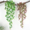 Decorative Flowers Green Artificial Plants Rattan Leaf Ivy Vine Wall Hanging Garland Fake Foliage Home Garden Bar Wedding Decoration