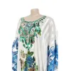 Tong Middle Eastern Beaded Print Loose Robe Womens Dress