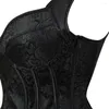 Bustiers Corsets Steampunk Straps Jacquard Weave Halter Corsetto Floral Boned Push Up Shapewear Zip Invined Party Festival Rave