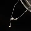 Chaînes 925 Sterling Silver Star Collier Femmes Long Style Diamant Lune Gland Collier Chaîne Convient Pour Les Cadeaux Aux Amis Bijoux