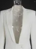 Women's Jackets Kisscc Sexy V Neck Long Sleeve White Jacket Mini Suit Padded Shoulder Coat