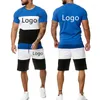 Agasalhos masculinos com logotipo personalizado shorts de manga curta para esportes casuais 2 peças camisa publicitária personalizável com gola redonda camiseta terno