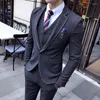 Ternos masculinos Blazers Calças Colete Conjuntos / 2023 Moda Casual Negócios 3 Peças Jaqueta Homem Carta Casaco Calças Colete