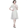 Рабочие платья -Френч -брейк юбка легкая роскошная пузырьковое рукав с видом на вышивание с вареньем.