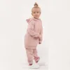 Completi di abbigliamento 2023 Bambini Bambini In pile Abiti invernali Felpa con cappuccio in cotone solido Pantaloni Toddler Infant Suit Boy Girl Casual Abbigliamento caldo 230807