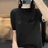 女性用TシャツコットンTシャツOネックプルオーバータンクトップサマットニットホローシロップスリーブカジュアルルーズコントラスト韓国ファッション