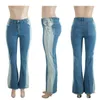 Jeans pour femmes Sexy Gradient Long Flare Femmes Patchwork Couleur Denim Bleu Pantalon High Steet Y2k Bottoms Casual Streetwear Mode Vêtements
