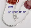 2mm 1630 inch zilveren Touw ketting mooie stijlvolle elegante dames heren ketting leuke hanger ketting L230704