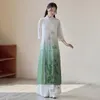 Этническая одежда 2023 китайское винтажное искусство женщин элегантное платье Чонсам Ао Дай Традиционное мандаринское воротник Вьетнам Вечерняя вечеринка