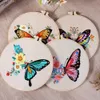 Chinese Products Diy Embroidery Butterfly Flower Pattern Needlework Set With Embroidery Hoops Cross Stitch Kits Sewing Craft For Beginner