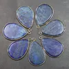 Hanger Kettingen 6 stks/partij Natuurlijke Lapis Lazuli Stone Flat Water Drop Ketting Mode-sieraden Diy Charms Earring Accessorie Groothandel