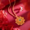 Hänge halsband kvinnor kedja big lotus blommor riktig 18k guld färg vacker modesmycken gåva