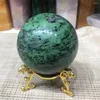 Decorative Figurines Natural Gemstone And Crystals Ruby Zoisite Crystal Ball Halloween Decoration Sphere Witchcraft Supplies Spiritual Decor