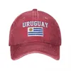 Boll Caps Uruguay Flag Uruguayans unisex vuxen kol tvättad denim baseball cap män klassisk vintage bomull pappa lastbilshatt