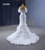 Robes de mariée sirène plumes bretelles Spaghetti BeaedSM231095