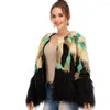 Women's Fur Elegant Womens Faux Coat Autumn Winter Warm Patchwork Jacket Female Plus Size Fashion Long Sleeve Imitation Short Coats