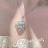 Pendant Necklaces Sisi Vintage High Sense Medieval Aquamarine Women's 18-karat Green Square Color Treasure Powder Necklace