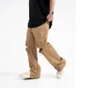 Erkek pantolon sokak kıyafeti hip hop zip up geniş pantolonlar 2023 Bollgy rahat bacak Erkekler ve kadınlar için diz deliği dış mekan büyük boy