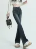 Kvinnors jeans tafn vinter vintage flare kvinnor streetwear hög midja chic casual y2k denim byxor kvinnlig koreansk stil harajuku smal