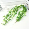 Decorative Flowers Green Artificial Plants Rattan Leaf Ivy Vine Wall Hanging Garland Fake Foliage Home Garden Bar Wedding Decoration