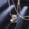 Pendant Necklaces Top Quality Italina Brand Micro Mosaic Zircon Cute Small Panda Clavicle Necklace For Women Fine Letter Chain Jewelry