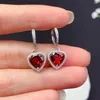 Dangle Earrings Heart Style Exquisite Red Garnet Dangling For Women Jewelry Real 925 Silver Natural Gem Girl Party Gift Birthstone