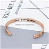 Manchet houden Ing gaan RVS armband voor vrouwen mannen gepersonaliseerde gegraveerde brief pijl open armband vriend inspirerende Drop De Dhahq