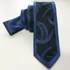 Papillon 2023 Cravatta da collo in tessuto jacquard da uomo Cravatta Paisley classica con bordo blu