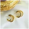 Boucles d'oreilles étalon pour les femmes Solid S925 Cercle Circle Jaune Vintage Multi-couche Brincos Fine bijoux Accessoires