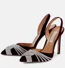 Zomer Aquazzura Gatsby Sandalen Schoenen Spiraal Wraps Band Pompen Naaldhakken Puntschoen Lady Gladiator Sandalias Bruiloft, Feest, Jurk EU35-43