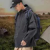 メンズジャケットメンズキャンプジャケットフード付き軽量フルジップハイキング防水防風作業