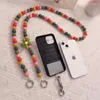 Cellband Charms Crossbody Pärled Flower Pärled Lanyard Trendy Mobile Case Clip Universal Chain for Girls Cellphone Strap Anti-Lost Lanyard