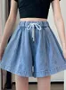 Kobiety Wenwen1988627 M-6xl Plus Size Denim Women 2023 Summer Korean Fashion Blue Casual High Taist Short Pants Dżinsy Kobieta