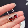 Dangle Earrings Heart Style Exquisite Red Garnet Dangling For Women Jewelry Real 925 Silver Natural Gem Girl Party Gift Birthstone