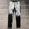 Ksubi dżinsy Designer Purple Mens Pants Pantalones Rised Proste zwykłe dżinsowe łzy umyte stare długie 4 N3LB