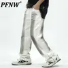 Mäns jeans PFNW Mäns Kina-chic American Hip-Hop White Tie färgade jeans Lossa Straight Leg Zipper Denim Pants Fashion 12Z2306 230804