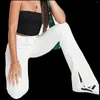 Jeans femme blanc taille haute Denim pantalon évasé Stretch Slim Fit 2023 mode décontractée